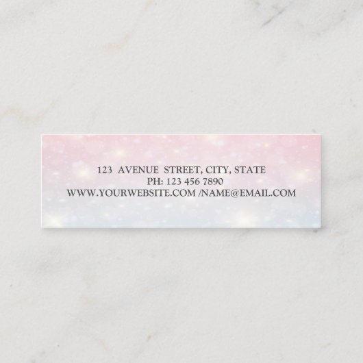 Elegant Simple, Silver Glitzer Line, Bokeh Mini Visitenkarte (Rückseite)