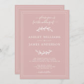 Elegant Simple Silver Pink Hochzeit Einladung (Vorne/Hinten)