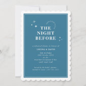 ELEGANT simple stars rehearsal dinner denim blue Einladung (Vorderseite)