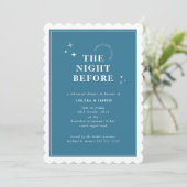 ELEGANT simple stars rehearsal dinner denim blue Einladung (Stehend Vorderseite)