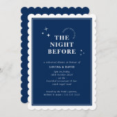 ELEGANT simple stars rehearsal dinner navy blue Einladung (Vorne/Hinten)