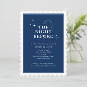 ELEGANT simple stars rehearsal dinner navy blue Einladung (Stehend Vorderseite)