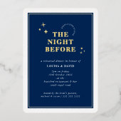 ELEGANT simple stars rehearsal dinner navy blue Folieneinladung (Vorderseite)