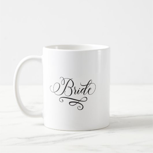Elegant Simple Stylish Black Calligraphy Bride Kaffeetasse (Links)