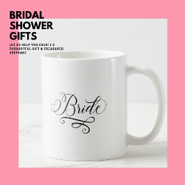 Elegant Simple Stylish Black Calligraphy Bride Kaffeetasse