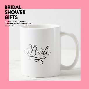Elegant Simple Stylish Black Calligraphy Bride Kaffeetasse