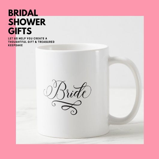 Elegant Simple Stylish Black Calligraphy Bride Kaffeetasse