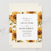 Elegant Simple Sunflower Einladung (Vorne/Hinten)
