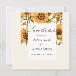 Elegant Simple Sunflower Save The Date