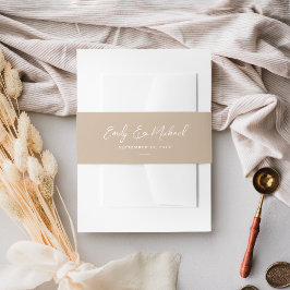 Elegant Simple Taupe Minimale Script Hochzeit Einladungsbanderole