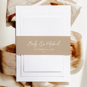 Elegant Simple Taupe Minimale Script Hochzeit Einladungsbanderole