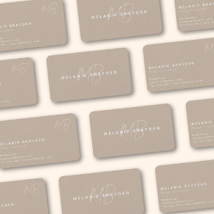 Elegant Simple Taupe Minimalistisch Two Monogram Visitenkarte