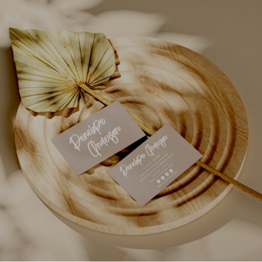 Elegant Simple Taupe Neutral Boho Chic Moderne Visitenkarte