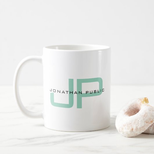 Elegant Simple Template Custom Name Monogram Kaffeetasse (Mit Donut)