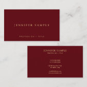 Elegant Simple Template Luxury Deep Burgundy Red Visitenkarte (Vorne/Hinten)