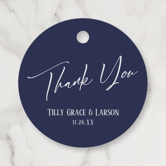 Elegant Simple Typografy on Navy Vielen Dank Geschenkanhänger (Rückseite)