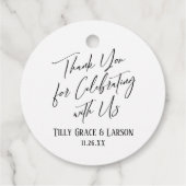 Elegant Simple Vielen Dank für das Feiern mit uns Geschenkanhänger (Rückseite)