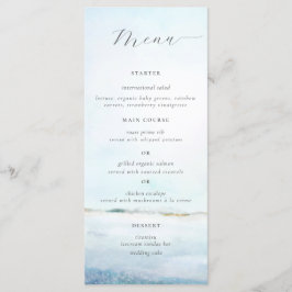 Elegant Simple Watercolor Beach Coastal Wedding Menükarte