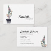 Elegant Simple Watercolor Cactus Script Boho Pots Visitenkarte (Vorne/Hinten)