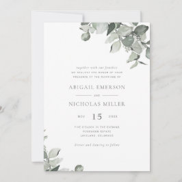 Elegant Simple Watercolor Eucalyptus Wedding Invit Einladung