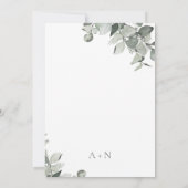 Elegant Simple Watercolor Eucalyptus Wedding Invit Einladung (Rückseite)