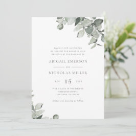 Elegant Simple Watercolor Eucalyptus Wedding Invit Einladung