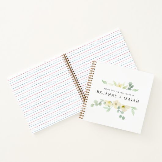 Elegant Simple Watercolor Grüne Gästebuch Notizblock (Innenseite)