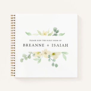 Elegant Simple Watercolor Grüne Gästebuch Notizblock
