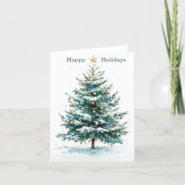 Elegant Simple Watercolor Weihnachtsbaum Custom Feiertagskarte