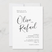 Elegant Simple Wedding Black Kalligraphie Einladung (Vorderseite)