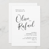 Elegant Simple Wedding Black Kalligraphie Einladung (Vorne/Hinten)