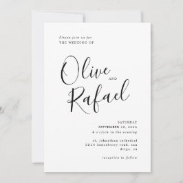 Elegant Simple Wedding Black Kalligraphie Einladung