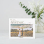 Elegant Simple Wedding Dankeschön Cards Postkarte (Stehend Vorderseite)