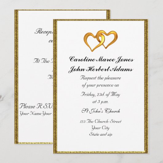 Elegant Simple Wedding Einladung White (Vorne/Hinten)