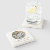 Elegant Simple Wedding Foto Bevorzugung Steinuntersetzer (Seitenansicht)