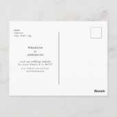 Elegant Simple Wedding Save the Date Announcement Postkarte (Rückseite)