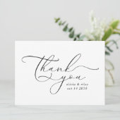 Elegant Simple Wedding Vielen Dank Script-Foto Dankeskarte (Stehend Vorderseite)