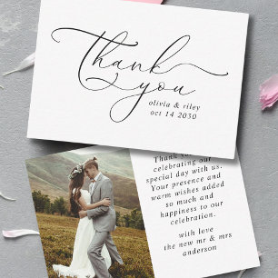 Elegant Simple Wedding Vielen Dank Script-Foto Mitteilungskarte