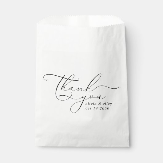 Elegant Simple Wedding Vielen Dank Script Geschenktütchen (Vorderseite)