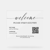 Elegant Simple Welcome Enjoy WiFi QR Code Acrylschild (Vorderseite)