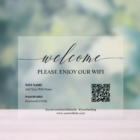 Elegant Simple Welcome Enjoy WiFi QR Code Acrylschild (Neutral)