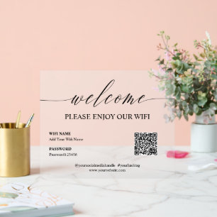 Elegant Simple Welcome Enjoy WiFi QR Code Acrylschild