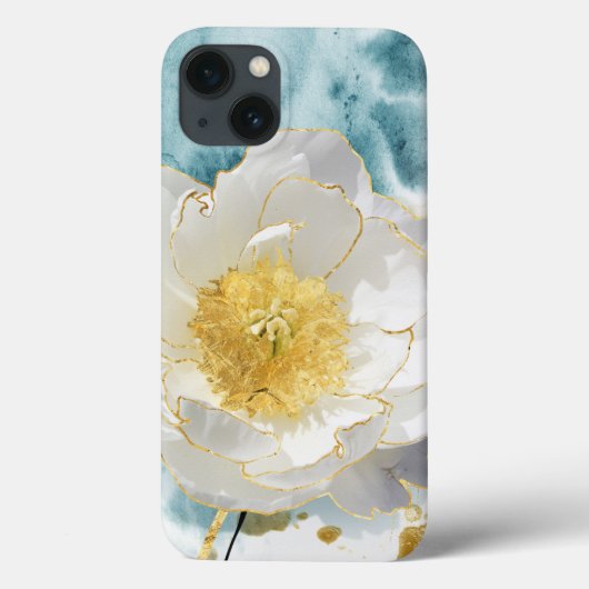 Elegant Simple White Blume Luxury Gold Wasserfarbe Case-Mate iPhone Hülle (Rückseite)