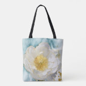 Elegant Simple White Blume Luxury Gold Wasserfarbe Tasche (Rückseite)