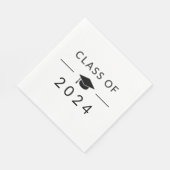Elegant Simple White Class 2025 Graduation Party Serviette (Ecke)