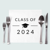 Elegant Simple White Class 2025 Graduation Party Serviette