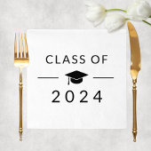 Elegant Simple White Class 2025 Graduation Party Serviette