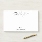 Elegant Simple White Dankeschön-Script Post-it Klebezettel (Auf Schreibtisch)