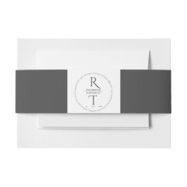 Elegant Simple White Gray Monogram Wedding Einladungsbanderole