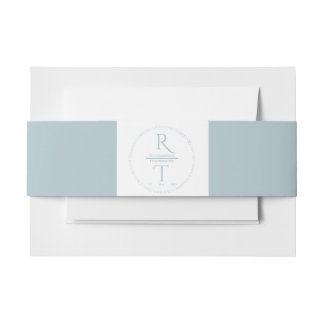 Elegant Simple White Gray Monogram Wedding Einladungsbanderole